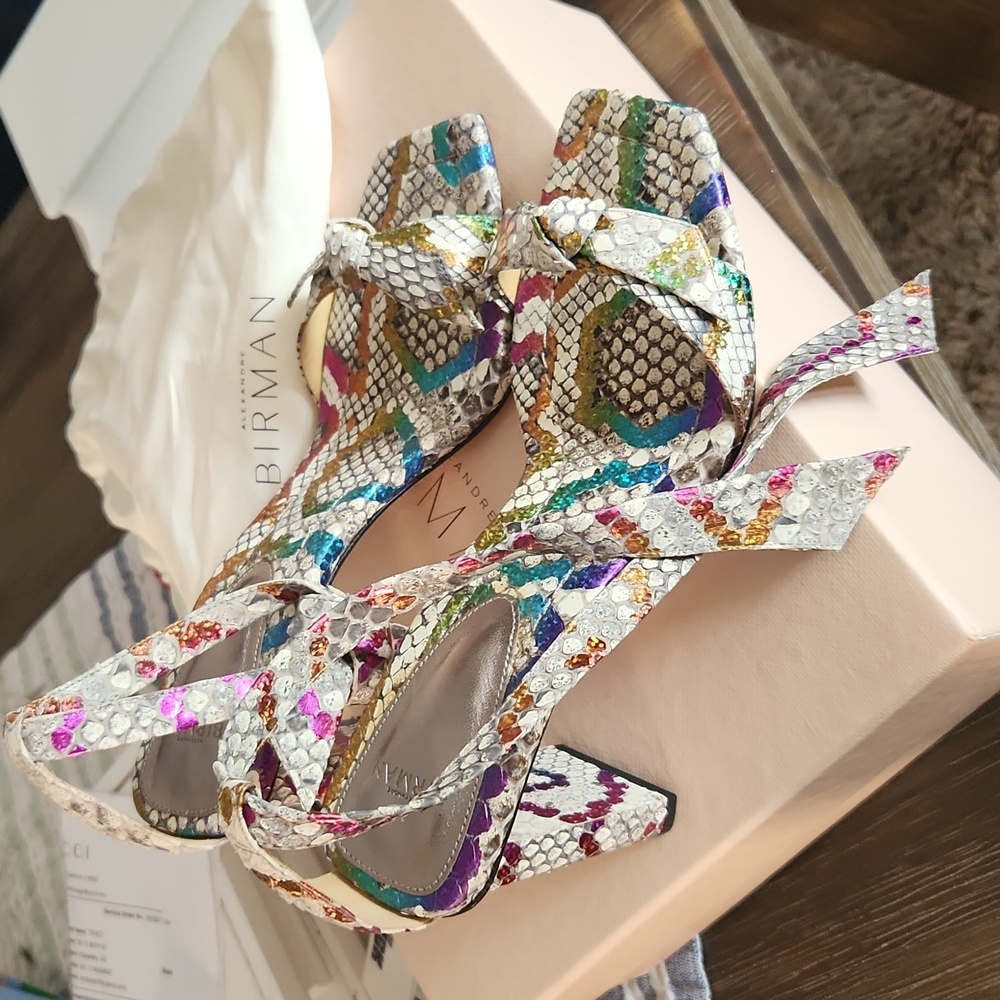 Alexandre Birman Snake Python Print Clarita Sandal Rainbow 38